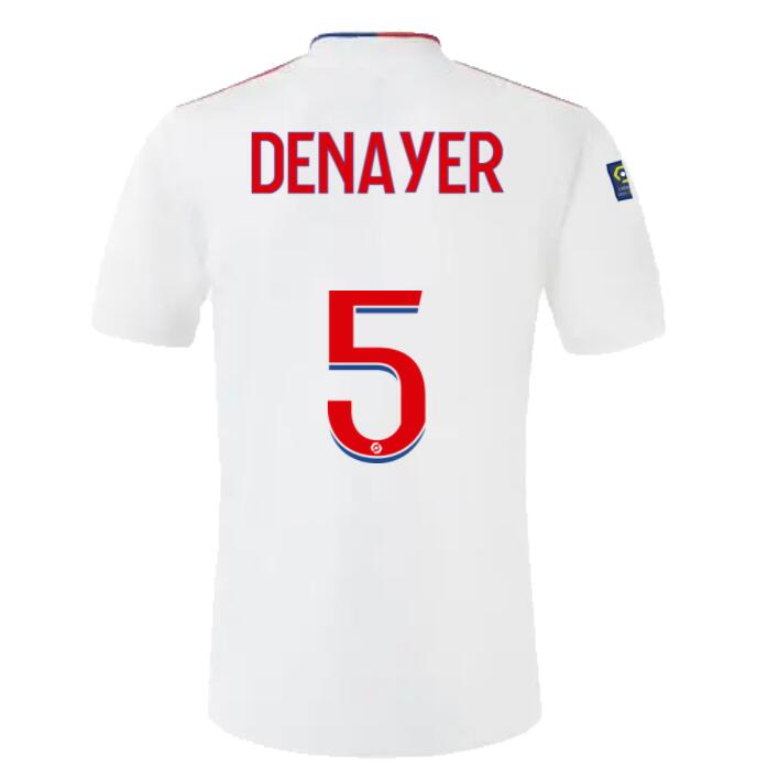 2021/22 Olympique Lyonnais Home Kit Soccer Jersey with DENAYER 5 printing